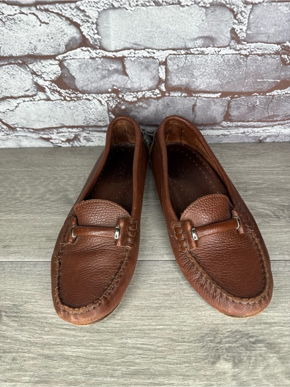 Inc Indy Brown Leather Loafers Driving Moccasin Shoes Women Sz 7.5M US/38EU